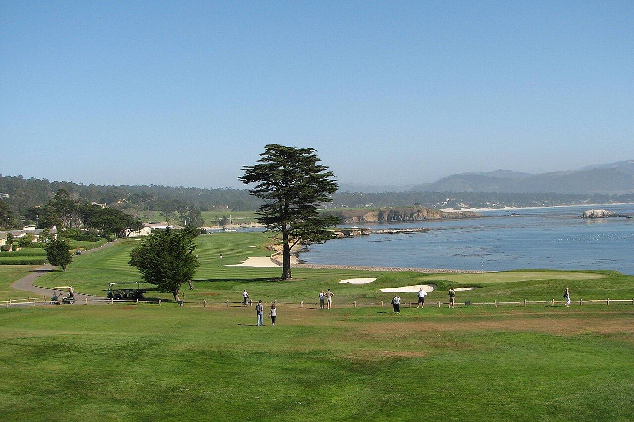 The eighteenth hole at Pebble Beach Golf Links, photographed in 2008.
